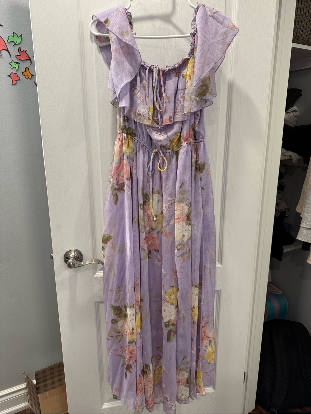 Lilac Floral Ruffled Maxi Dress